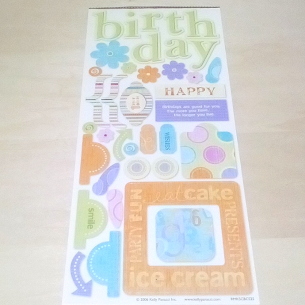 5/$15 Birthday Scrapbook Stickers Kelly Panacci 067901195600
